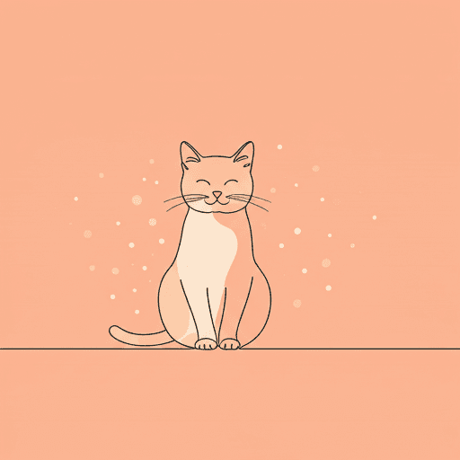 Composição artística minimalista com gatos em linhas delicadas